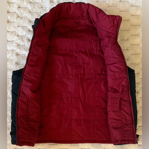 Abercrombie & Fitch Women’s Puffer Vest Y2K Blue Red Full Zip 92 Patch Sz S - Picture 2 of 7